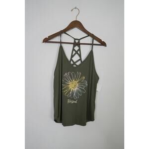 Dark Green Sunflower Graphic Tank Top Size Medium